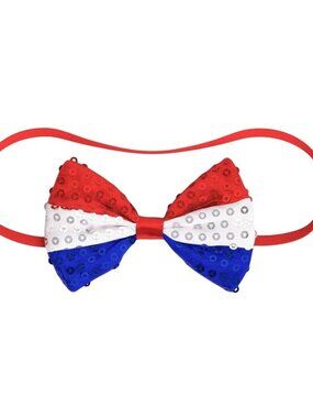 Sun Squad Adult Sequin Bow Tie Red White & Blue One Size Fits Most